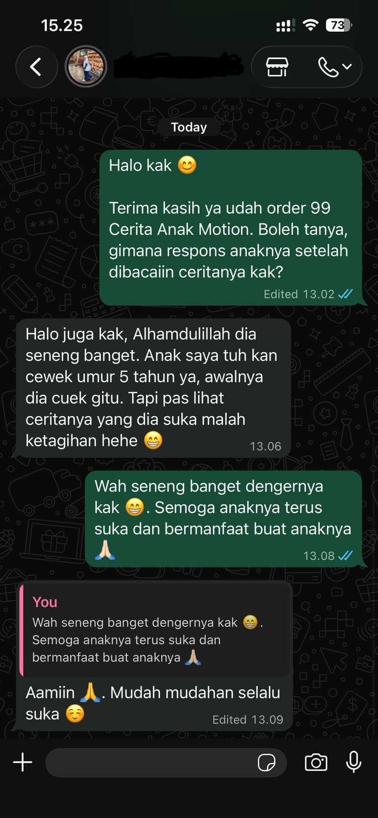 Testimoni WhatsApp dari Pembeli 2